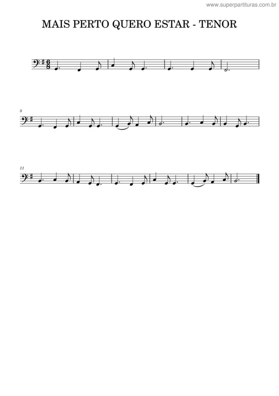 Partitura da música Mais Perto Quero Estar – Tenor