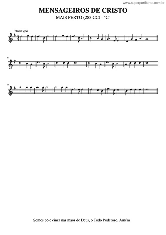 Partitura da música Mais Perto Quero Estar Contralto