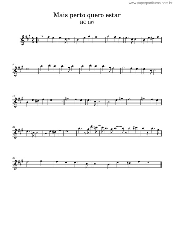 Partitura da música Mais Perto Quero Estar Hc 187