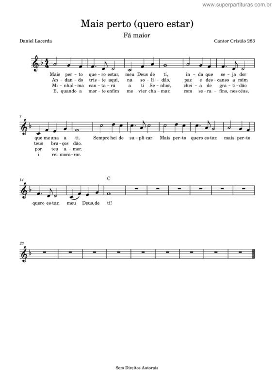 Partitura da música Mais Perto Quero Estar v.16