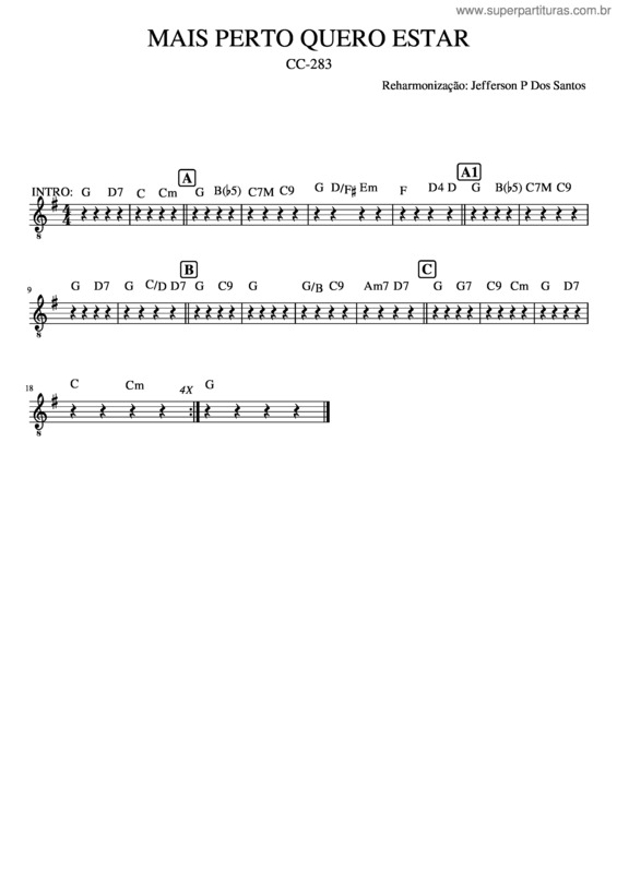 Partitura da música Mais Perto Quero Estar v.17