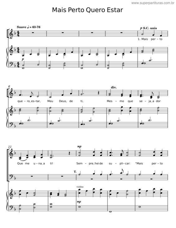Partitura da música Mais Perto Quero Estar v.18
