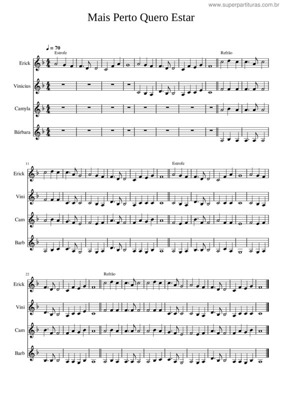 Partitura da música Mais Perto Quero Estar v.20