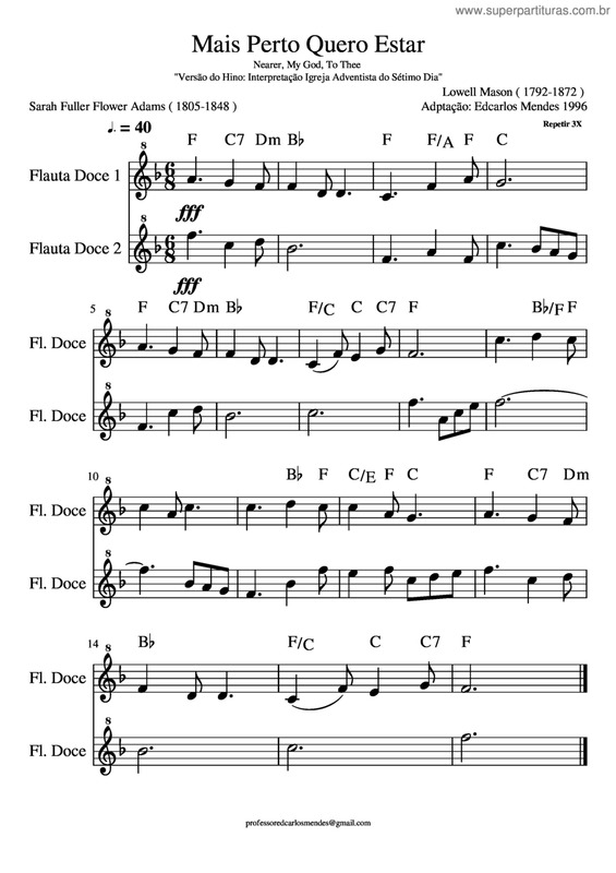 Partitura da música Mais Perto Quero Estar v.5