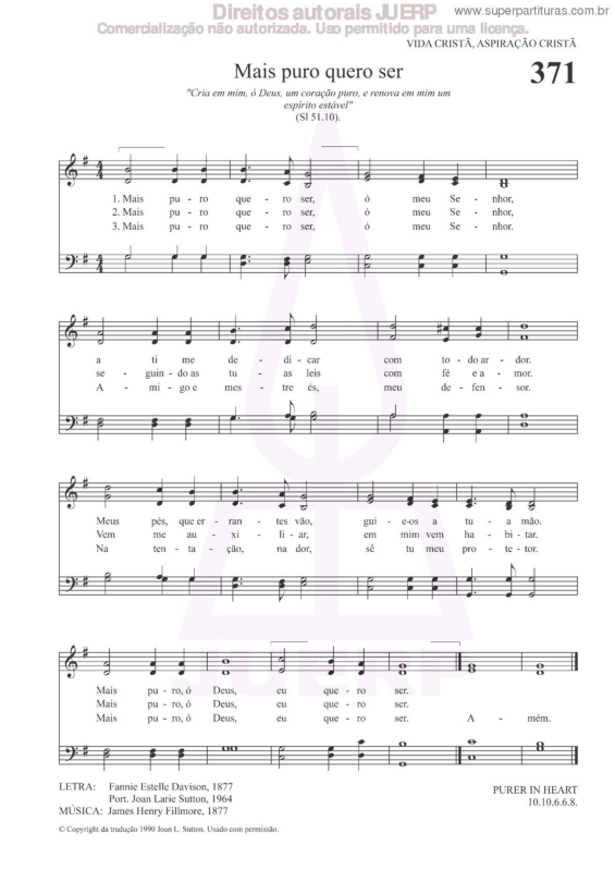 Partitura da música Mais Puro Quero Ser - 371 HCC v.2