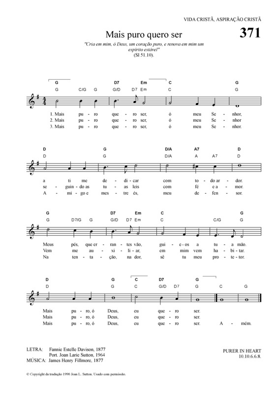 Partitura da música Mais Puro Quero Ser