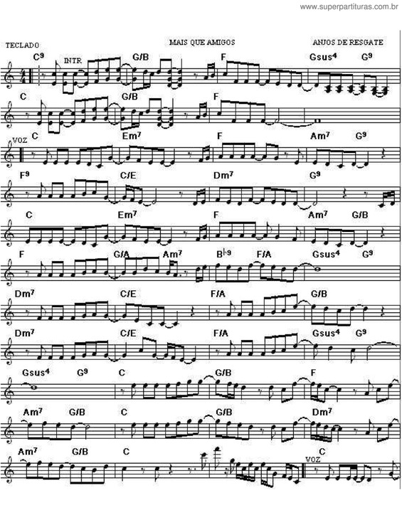 Partitura da música Mais Que Amigos