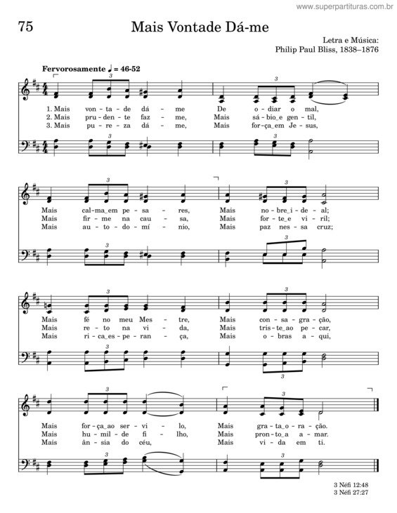 Partitura da música Mais Vontade Dá–Me – Philip Paul Bliss v.2