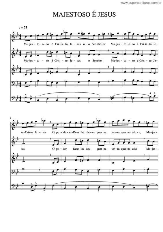 Partitura da música Majestoso É Jesus