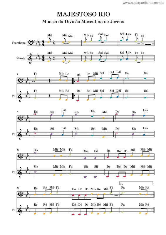 Partitura da música Majestoso Rio – Trombone E Flauta Chaconleao – Chaconleao
