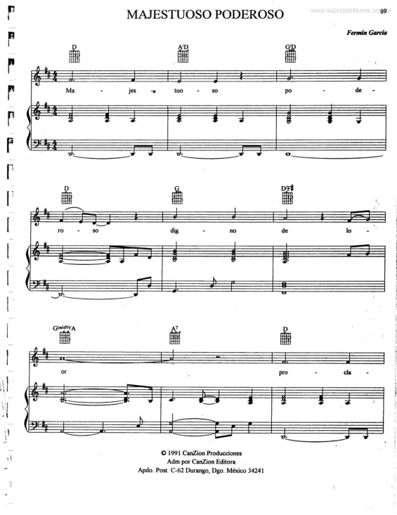 Partitura da música Majestuoso Poderoso