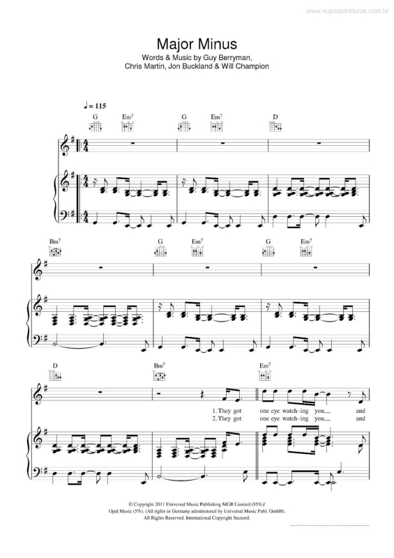 Partitura da música Major Minus