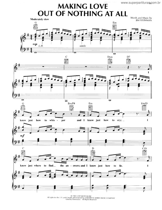 Partitura da música Making Love Out Of Nothing At All v.6