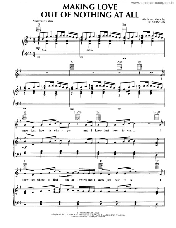 Partitura da música Making Love Out Of Nothing At All v.6