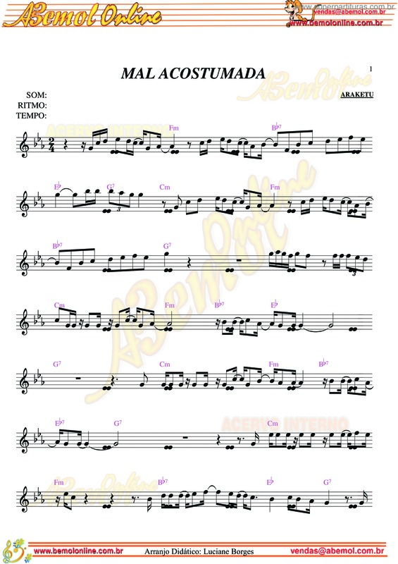 Partitura da música Mal Acostumada v.2