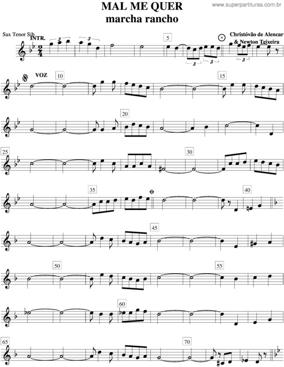 Partitura da música Mal-Me-Quer