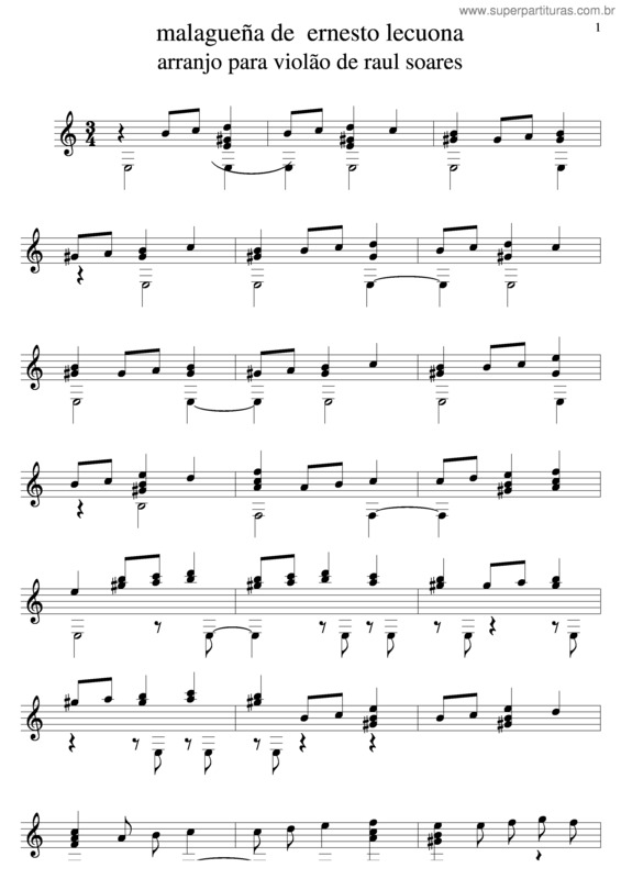 Partitura da música Malagueña