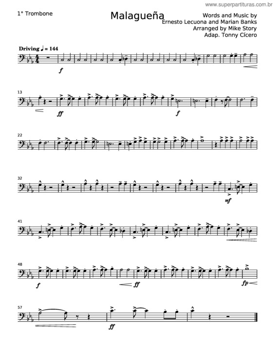 Partitura da música Malaguena – Ernesto Lecuona v.2