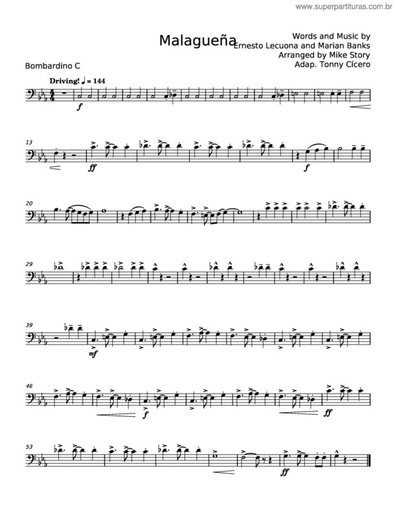 Partitura da música Malaguena – Ernesto Lecuona