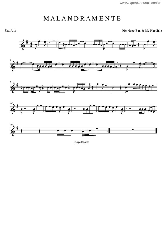 Partitura da música Malandramente v.2