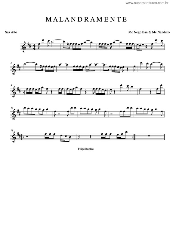 Partitura da música Malandramente v.3