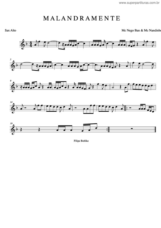 Partitura da música Malandramente