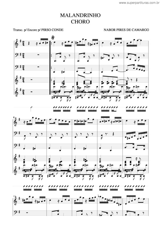 Partitura da música Malandrinho v.3