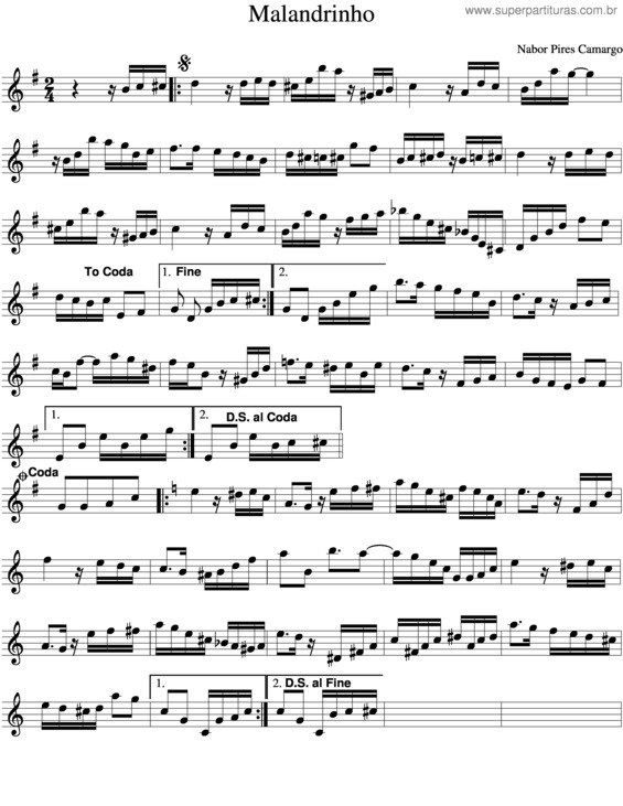 Partitura da música Malandrinho