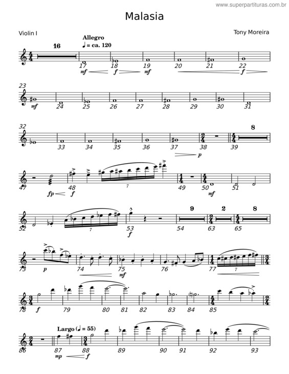 Partitura da música Malasia – Tony Moreira