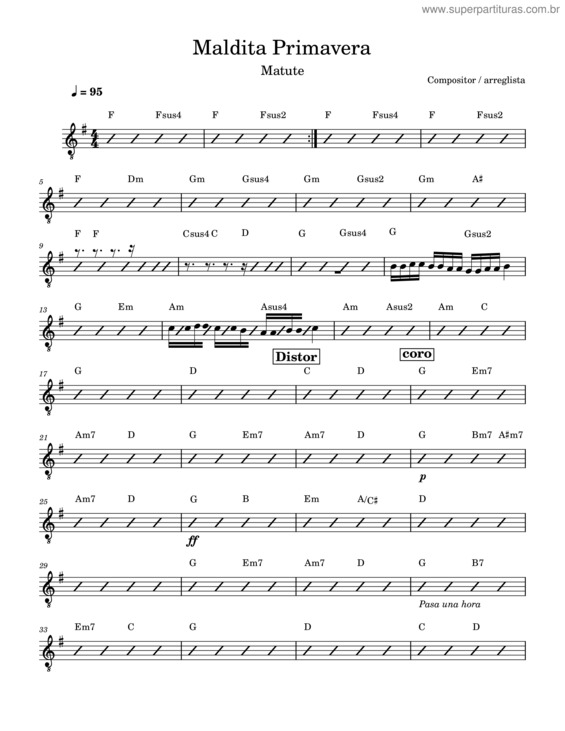 Partitura da música Maldita Primavera v.2
