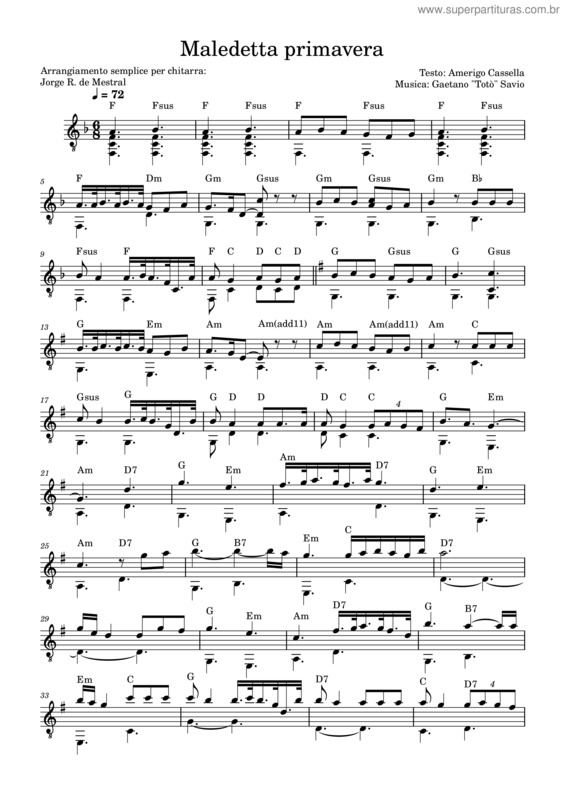 Partitura da música Maledetta Primavera v.2