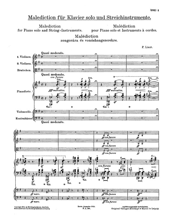 Partitura da música Malédiction S.121