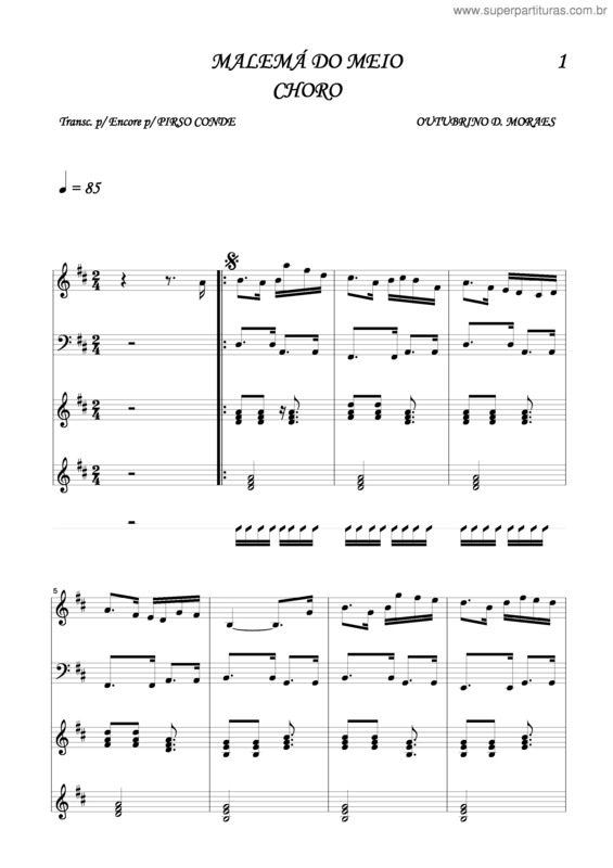 Partitura da música Malemá Do Meio v.2