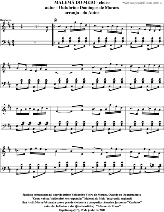 Partitura da música Malemá Do Meio v.5