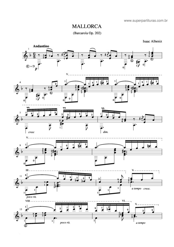 Partitura da música Mallorca v.2