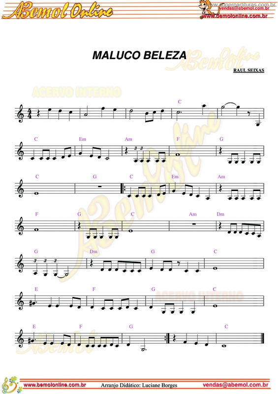 Partitura da música Maluco Beleza v.10