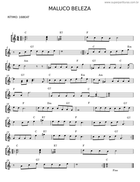 Partitura da música Maluco Beleza v.12