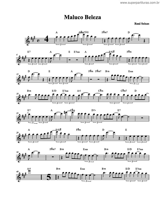 Partitura da música Maluco Beleza v.4