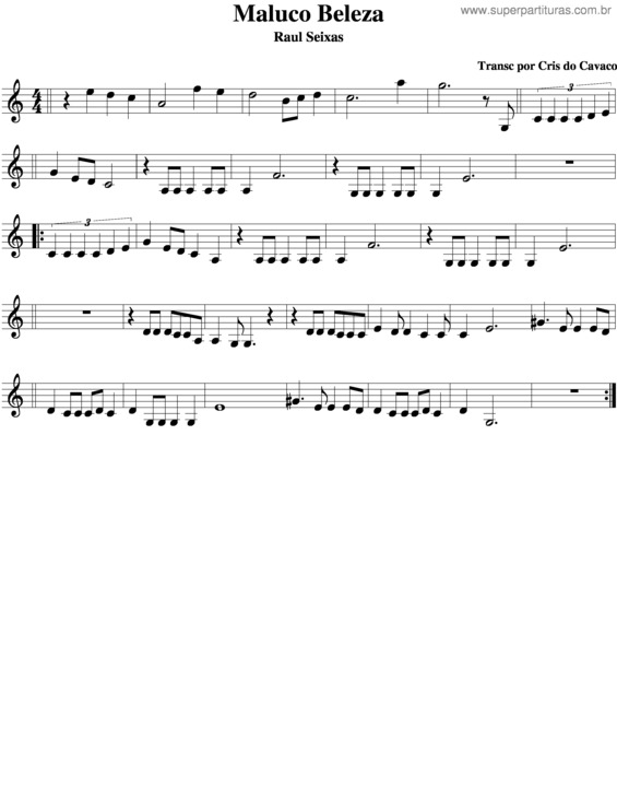 Partitura da música Maluco Beleza v.5