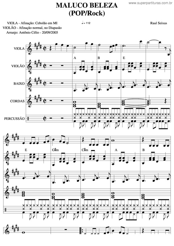 Partitura da música Maluco Beleza v.6