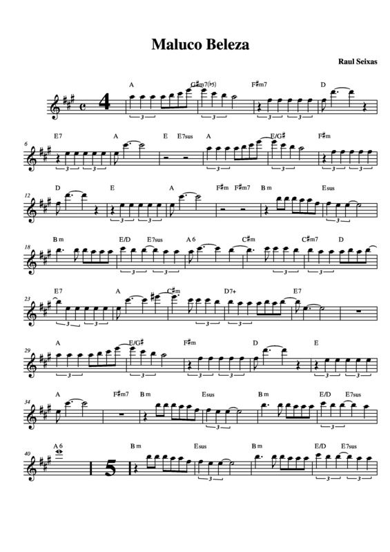 Partitura da música Maluco Beleza v.7