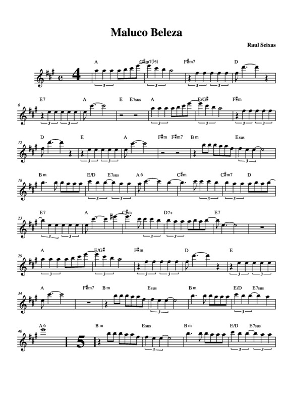 Partitura da música Maluco Beleza v.7