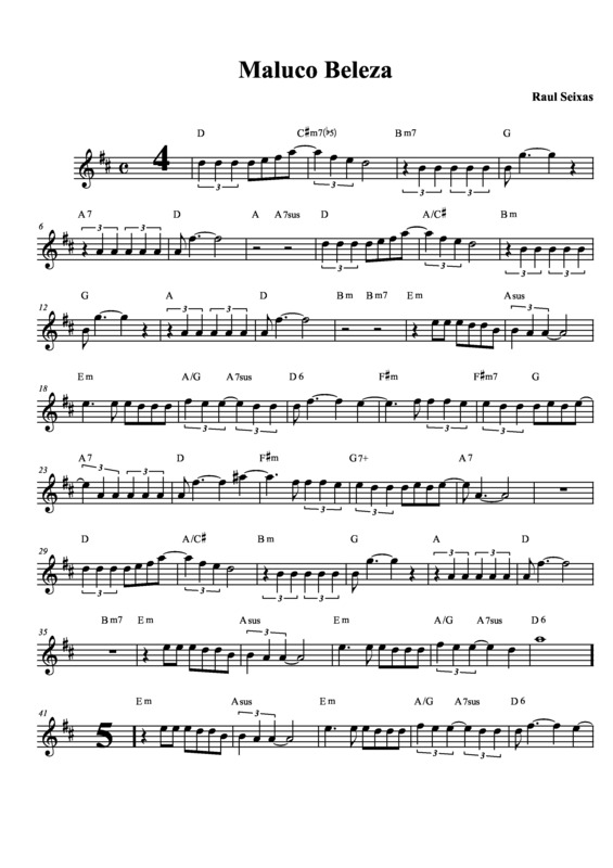 Partitura da música Maluco Beleza v.8