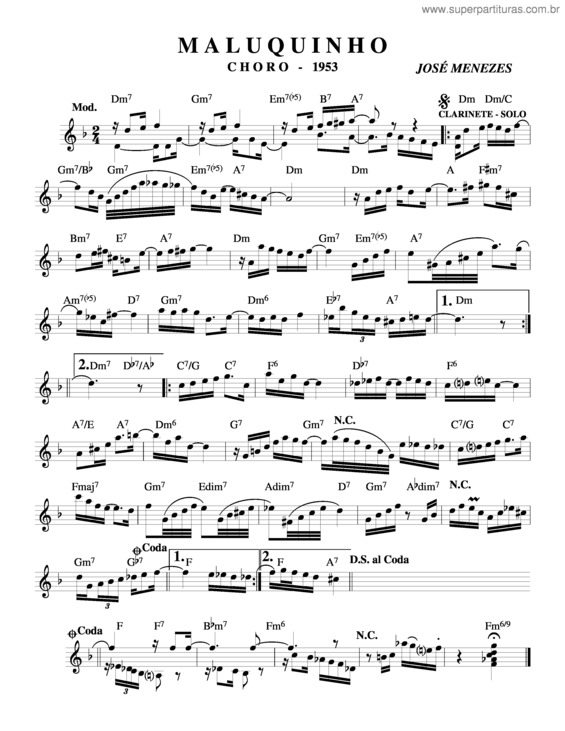 Partitura da música Maluquinho