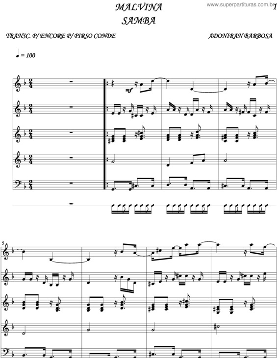 Partitura da música Malvina v.2