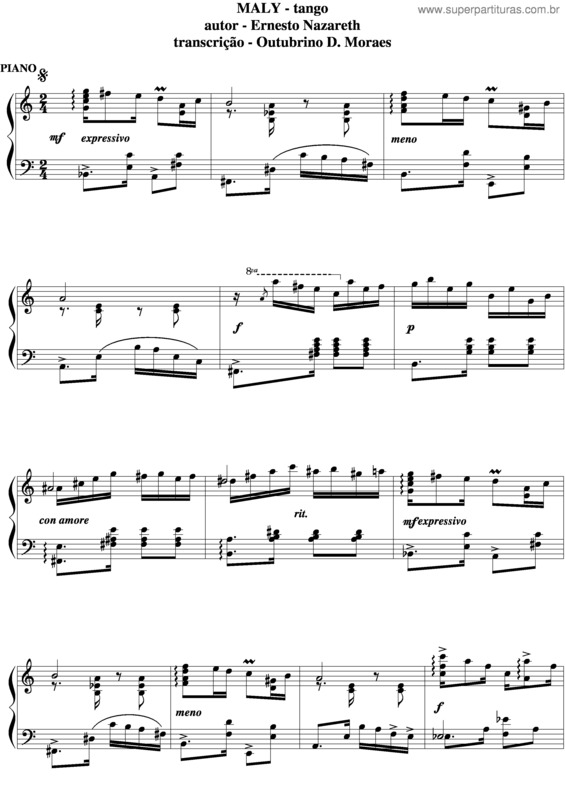 Partitura da música Maly v.2