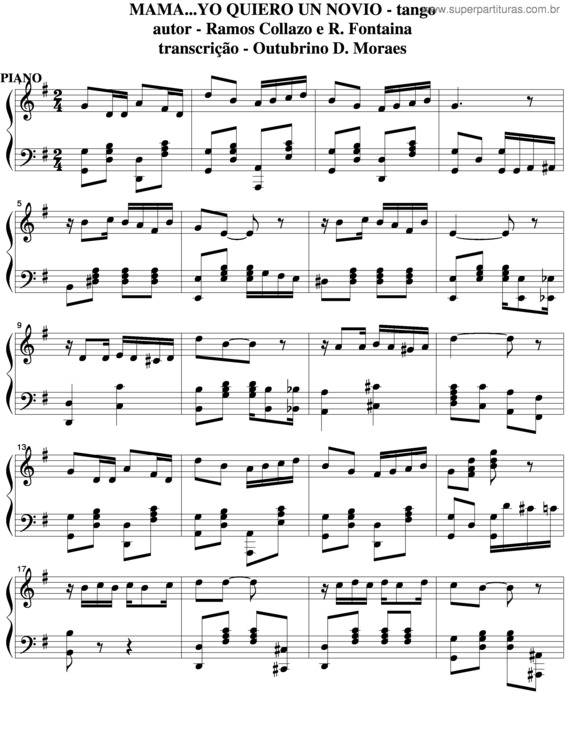Partitura da música Mama, Yo Quiero Un Novio