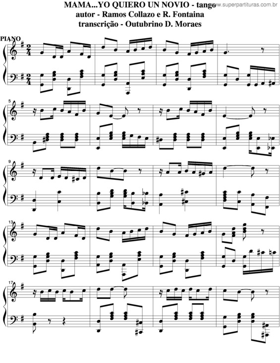 Partitura da música Mama, Yo Quiero Un Novio