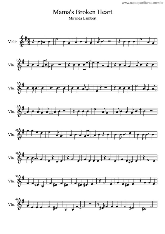 Partitura da música Mama`s Broken Heart