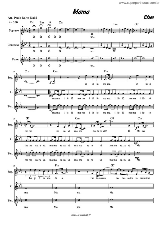 Partitura da música Mama v.3